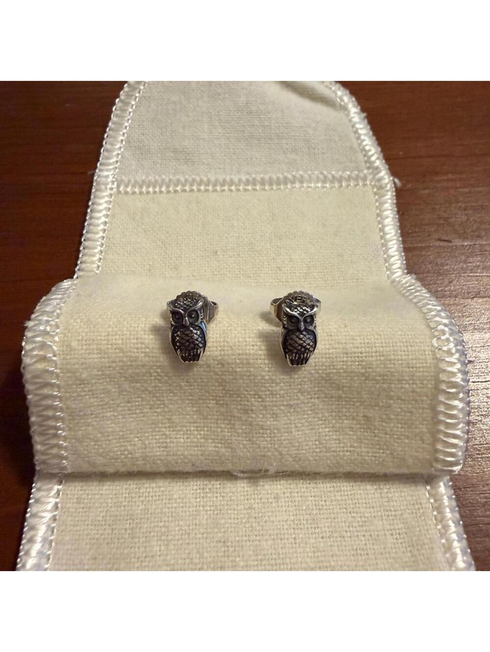 James Avery Rare Retired Sterling Silver Tiny Small Owl Bird Stud Earrings 925